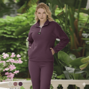 بجامة فرو نسائية بتصميم كتابة mimi لون بنفسجي غامق