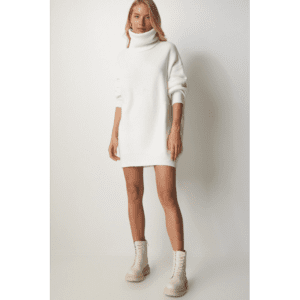 بلوزة ستاتي Happiness İstanbul شتوي لون أبيض