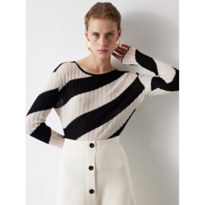 بلوزة ستاتي بيج مخطط أسود