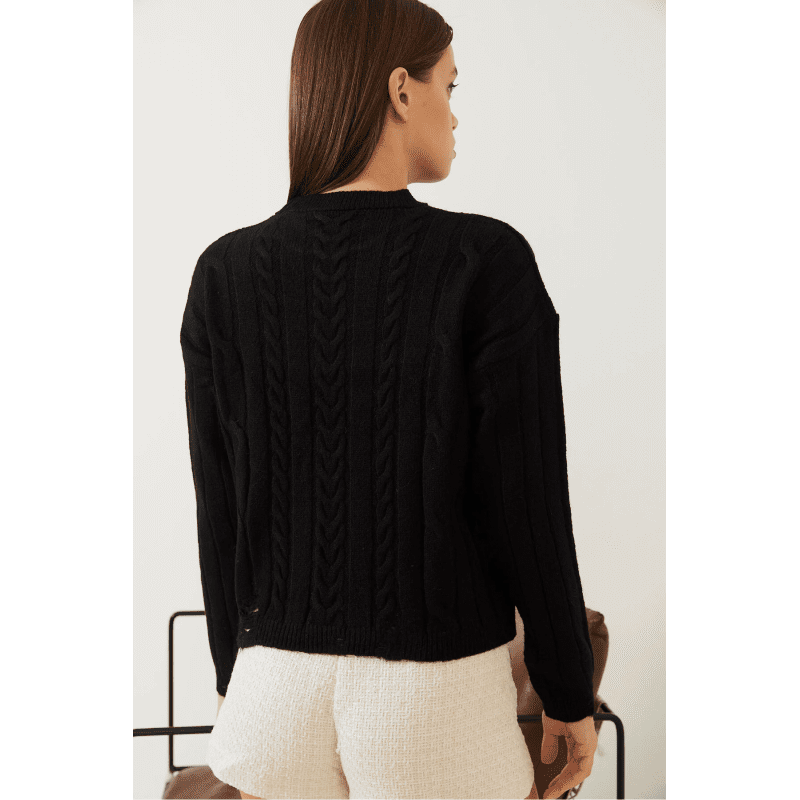 بلوزة ستاتي شتوي لون أسود