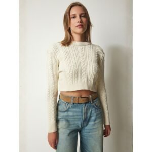 بلوزة ستاتي شتوي لون بيج