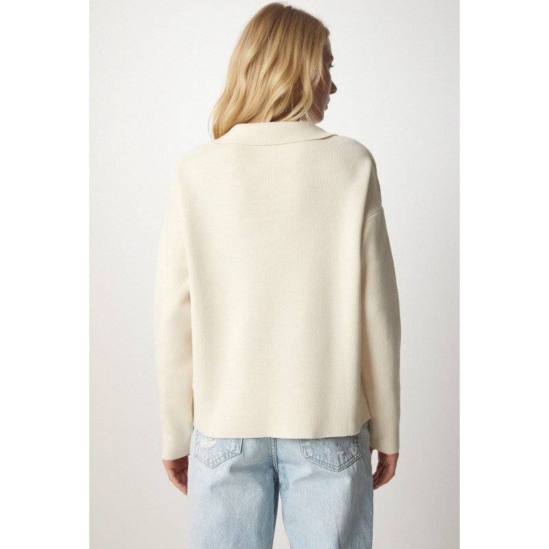 بلوزة ستاتي شتوي لون بيج فاتح Happiness İstanbul