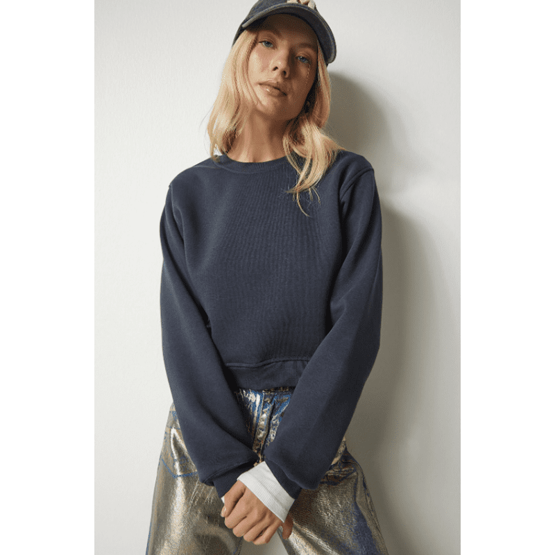 بلوزة ستاتي شتوي لون سكني غامق