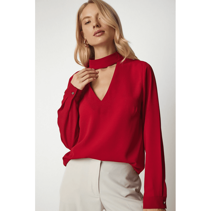 بلوزة ستاتي لون أحمر