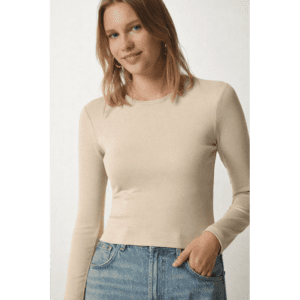 بلوزة ستاتي لون بيج