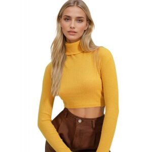 بلوزة ستاتي هاينك قصيرة لون ذهبي بارد