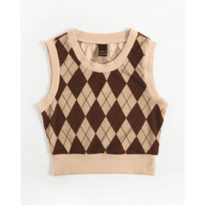 بلوزة كت نسائية لون بني وبيج