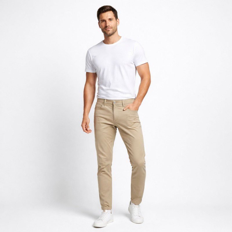 بنطلون جينز رجالي لون بيج فاتح