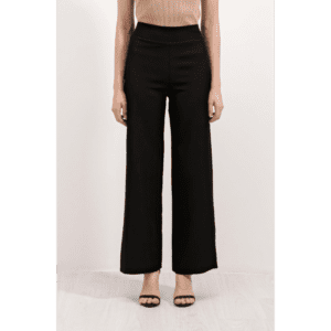 بنطلون ستاتي خصر عالي لون أسود