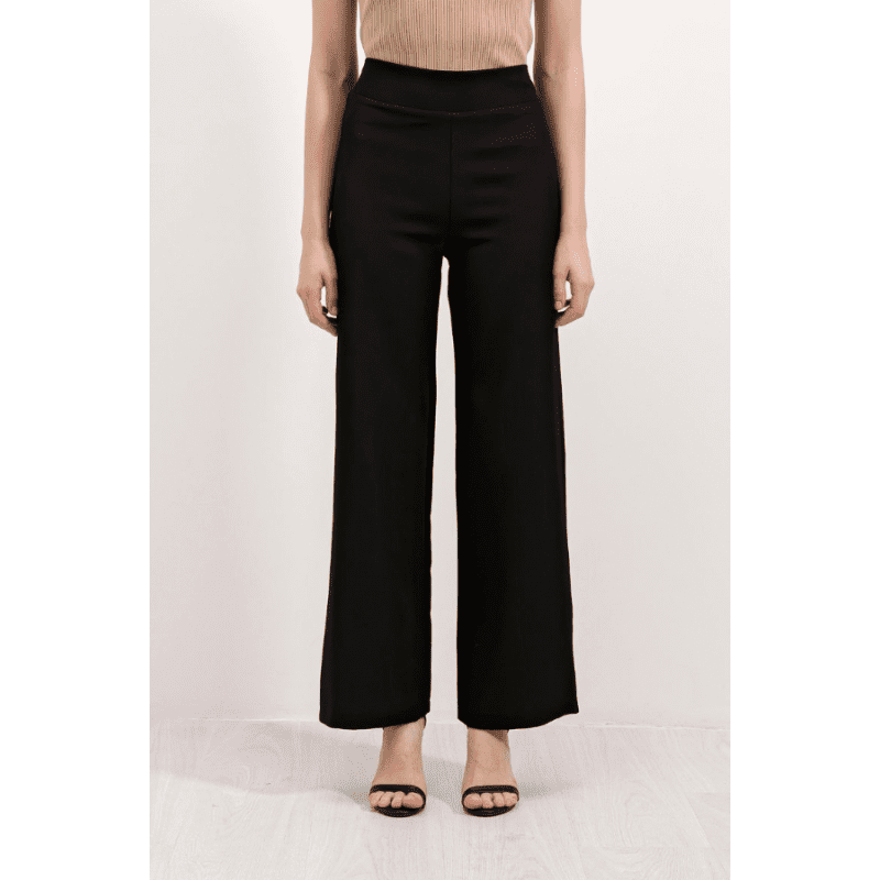 بنطلون ستاتي خصر عالي لون أسود