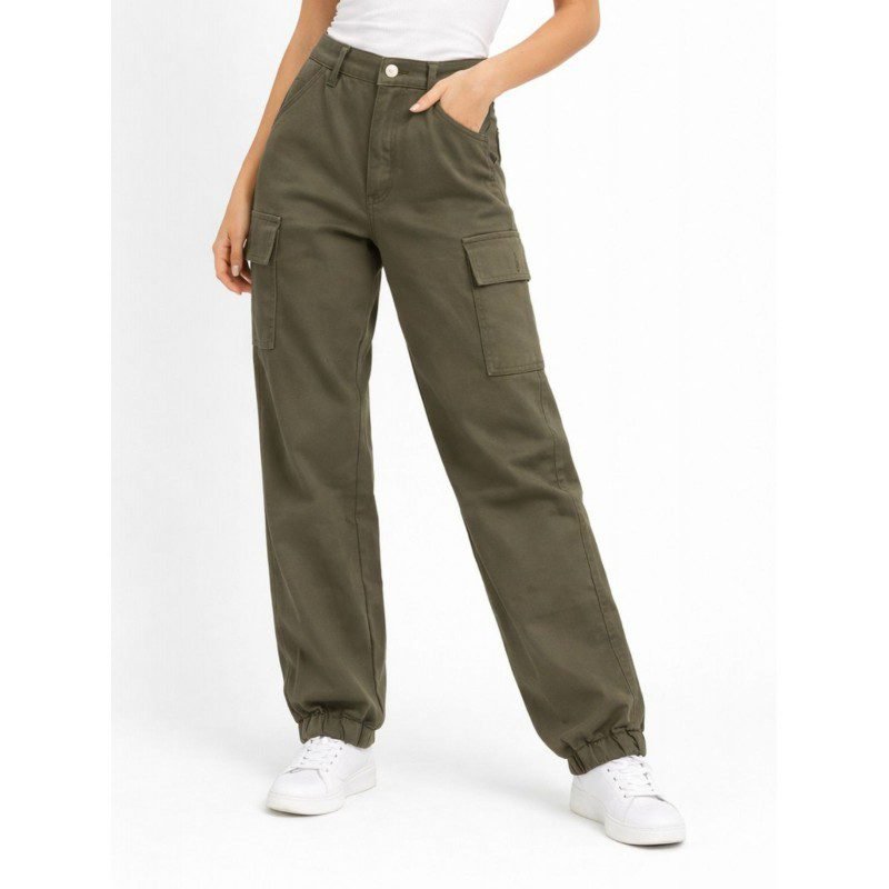 بنطلون كارجو ستاتي لون زيتي
