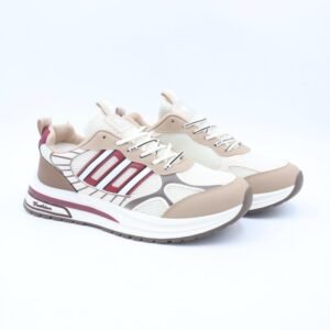 بوت سبورت رجالي لون بيج قهوة وأحمر