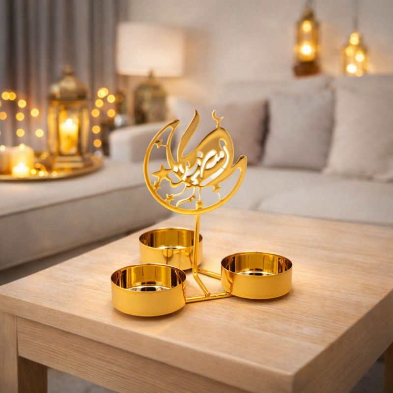 شمعدان نحاسية صغيرة رمضان كريم طول 12 سم