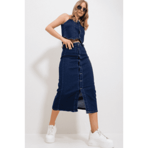 تنورة ستاتي جينز غامق