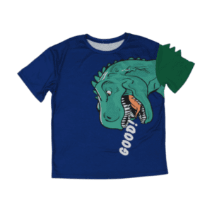 تيشيرت نص كم ولادي برسمة دنياصور لون ازرق