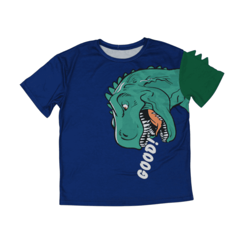 تيشيرت نص كم ولادي برسمة دنياصور لون ازرق