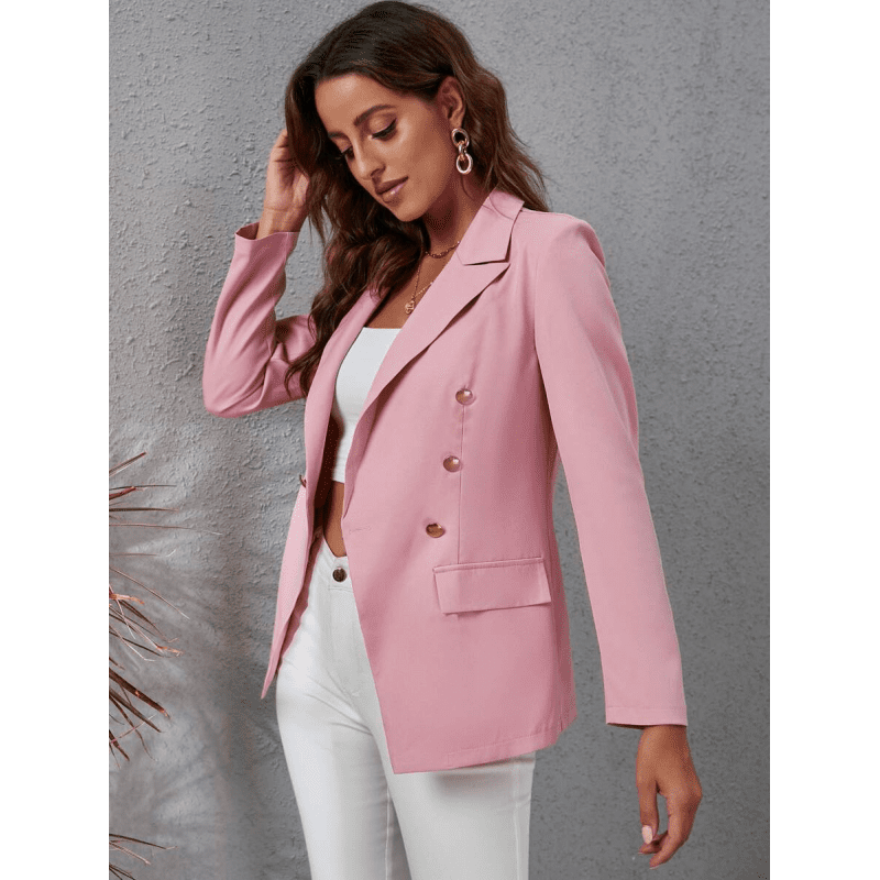 جاكيت رسمي كتان للنساء لون زهري