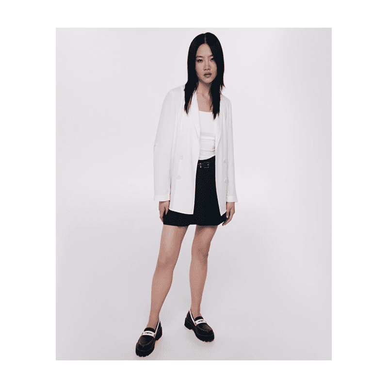 جاكيت ستاتي أبيض طويل