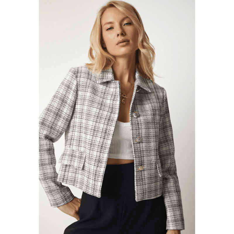 جاكيت ستاتي رسمي لون سكني كاروهات