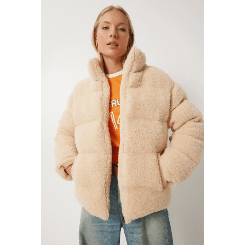 جاكيت ستاتي فرو شتوي لون بيج