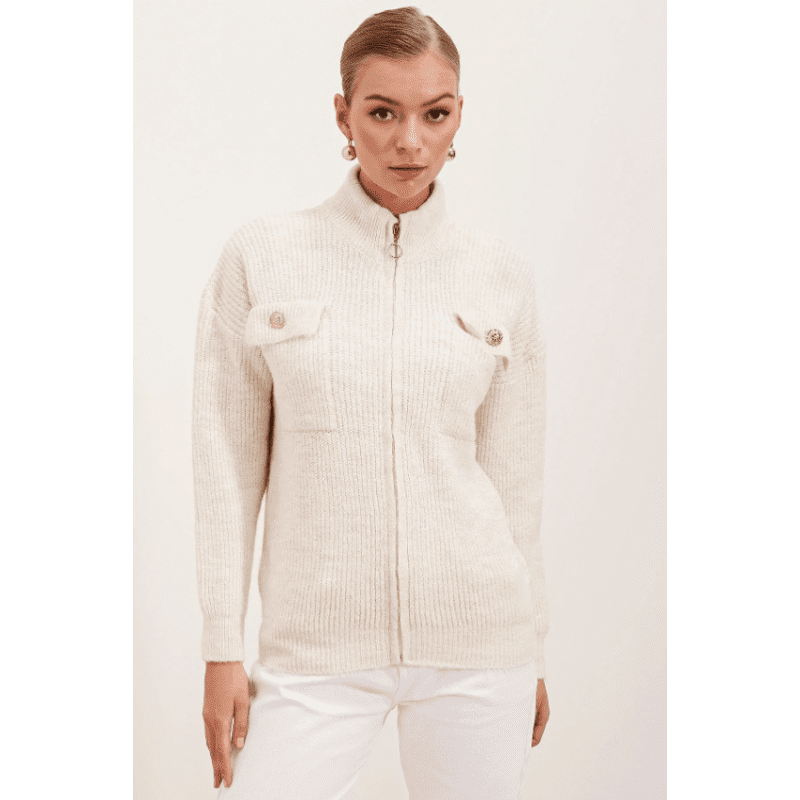 جرزة ستاتي لون بيج مع سحاب