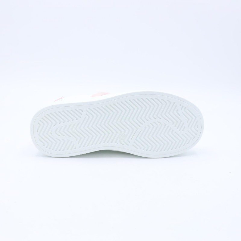 حذاء رياضي بشريط لاصق نعل عريض بناتي لون ابيض وزهري