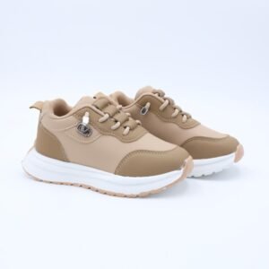 حذاء رياضي بناتي لون بيج ونعل ابيض