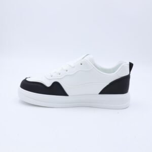 حذاء رياضي كلاسيك جلد للنساء لون أبيض وأسود