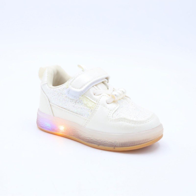 حذاء رياضي مضيء بشريط لاصق لون بيج