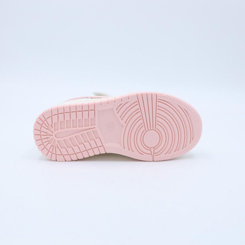 حذاء رياضي مع ستيكر لابوبو بشريط لاصق بناتي لون بيج وزهري