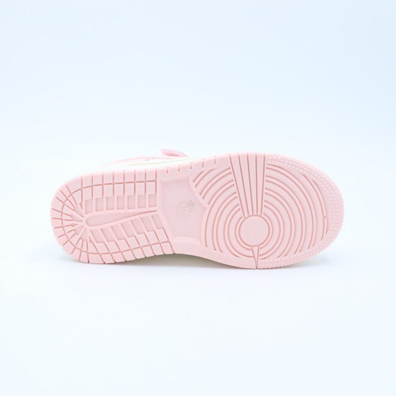 حذاء رياضي مع ستيكر لابوبو بشريط لاصق بناتي لون زهري وابيض