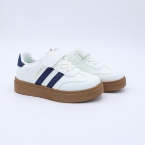 حذاء رياضي نعل عريض بناتي لون ابيض وكحلي