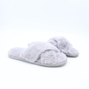 حفاية فرو شتوية بتصميم مفتوح الأصابع للنساء لون رمادي