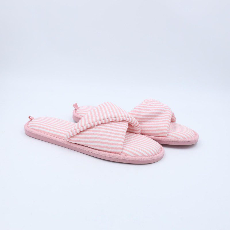 حفاية فرو شتوية بتصميم مفتوح الأصابع للنساء لون زهري مخطط أبيض