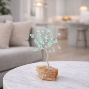 شجر بالأسلاك المعدنية وخرز الكرستال لون ازرق فاتح