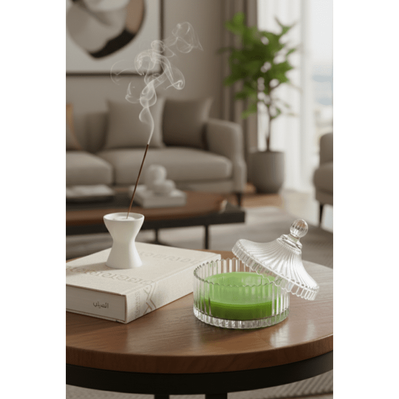 شمعة كبيرة 3 شعلات مع قاعدة وغطاء