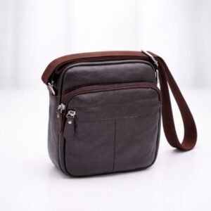 شنتة حقيبة كروس جلد 21×18.5سم لكلا الجنسين لون بني