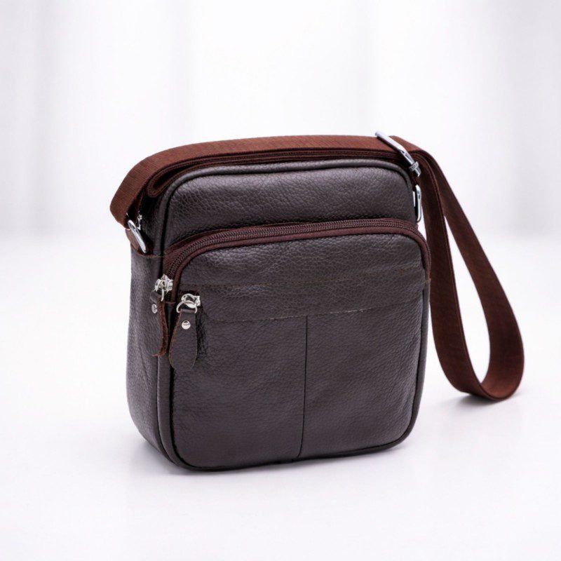 شنتة حقيبة كروس جلد 21×18.5سم لكلا الجنسين لون بني