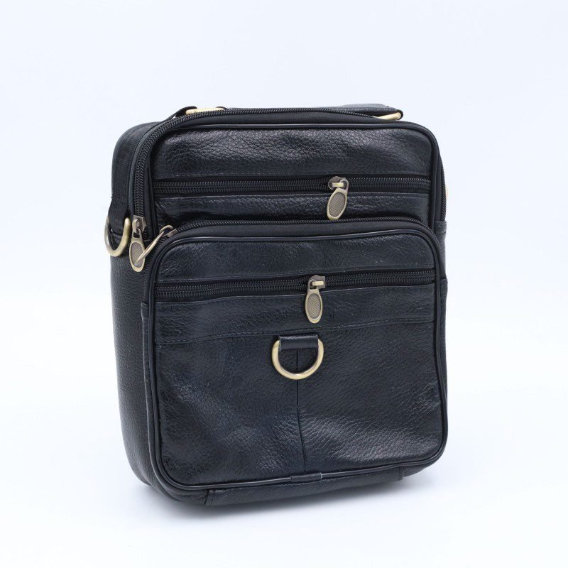 شنتة حقيبة كروس جلد 25×22 سم لكلا الجنسين لون اسود