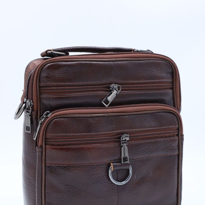 شنتة حقيبة كروس جلد 25×22 سم لكلا الجنسين لون بني