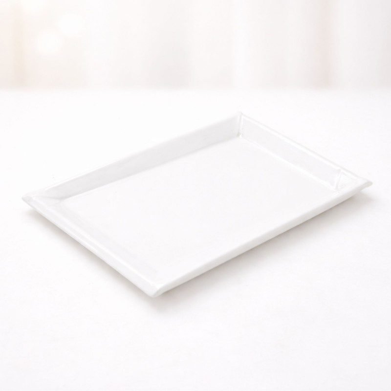 صحن بورسلان بتصميم مستطيل حجم 31×19.5 سم لون ابيض