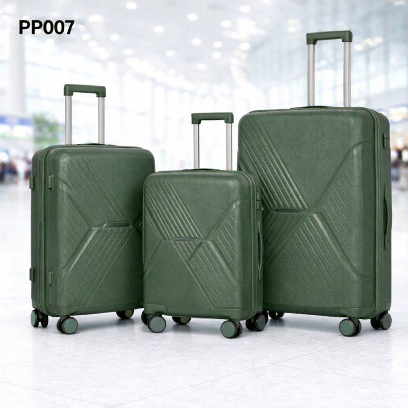 طقم شنط سفر 3 قطع بأحجام مختلفة لون اخضر غامق