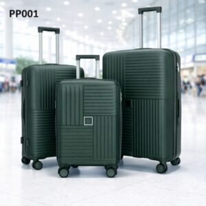 طقم شنط سفر 3 قطع بأحجام مختلفة لون اخضر غامق