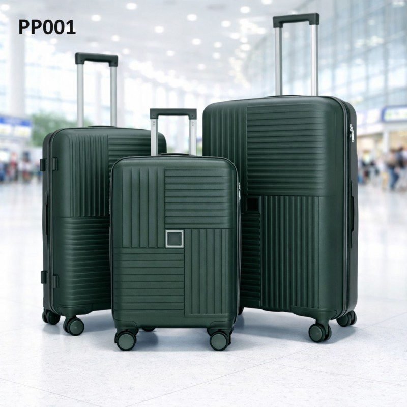 طقم شنط سفر 3 قطع بأحجام مختلفة لون اخضر غامق