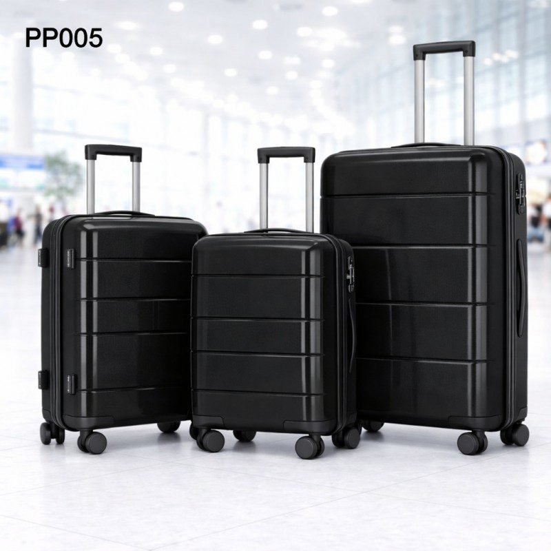 طقم شنط سفر 3 قطع بأحجام مختلفة لون اسود