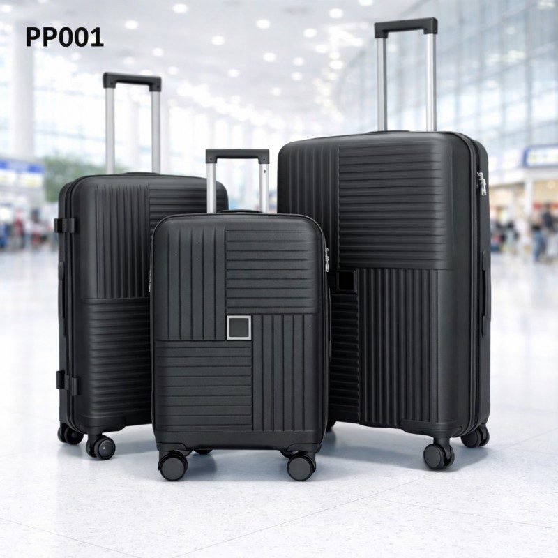 طقم شنط سفر 3 قطع بأحجام مختلفة لون اسود