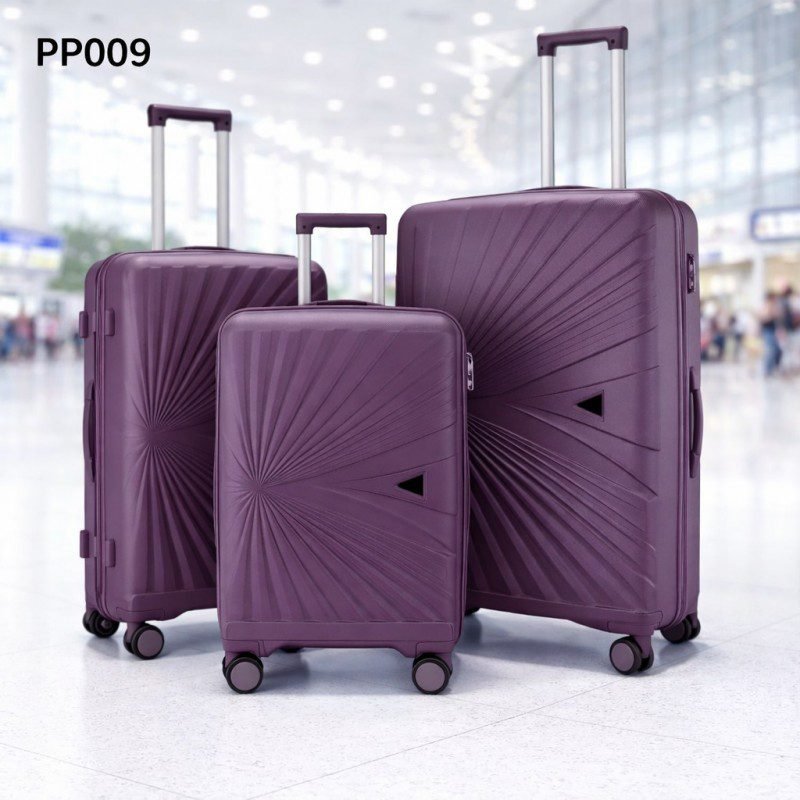 طقم شنط سفر 3 قطع بأحجام مختلفة لون بنفسجي غامق