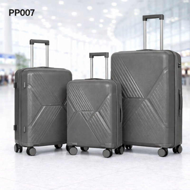 طقم شنط سفر 3 قطع بأحجام مختلفة لون رمادي غامق