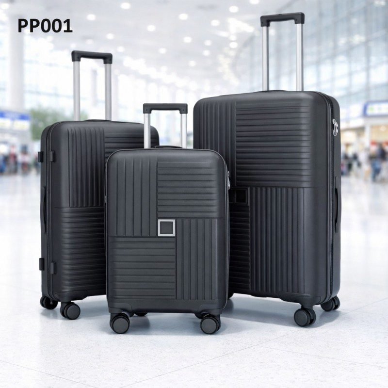 طقم شنط سفر 3 قطع بأحجام مختلفة لون رمادي غامق