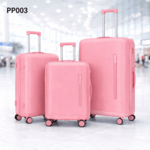 طقم شنط سفر 3 قطع بأحجام مختلفة لون زهري